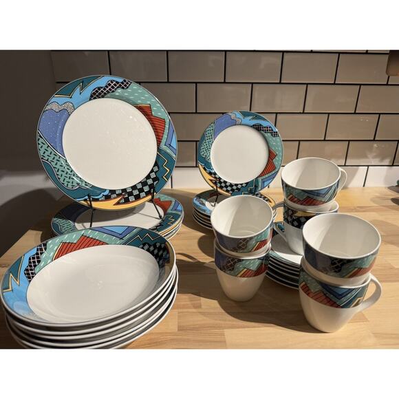 Christopher Stuart HK 100 Rave Service For 6 Post Modern Design Vintage EUC - Picture 1 of 11